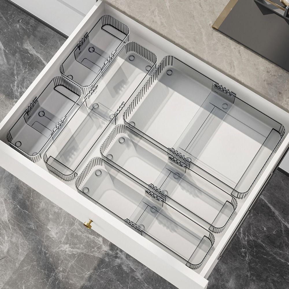 Divided Drawer Tray Transparent Drawer Storage Bin Multifunctional Divider Box