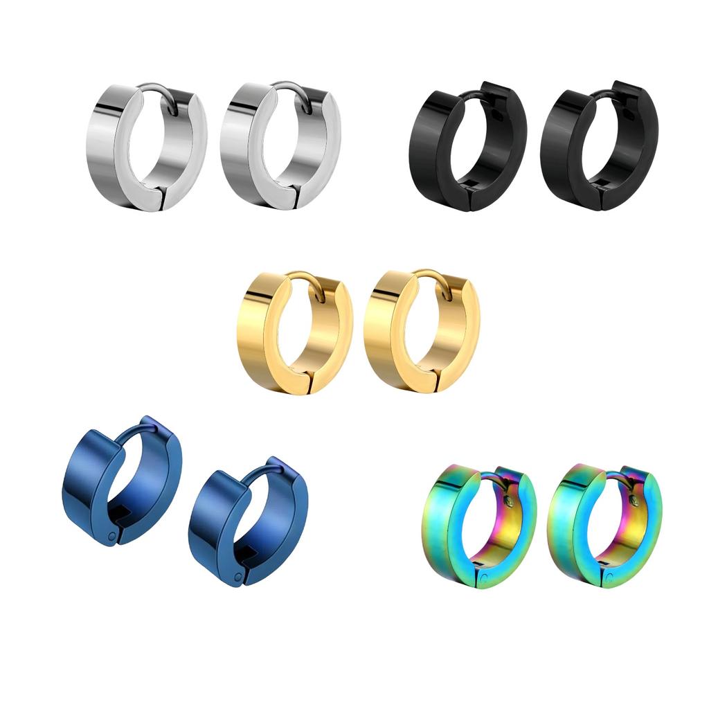 New in Trendy Minimalist Stainless Steel Hoops Ear Piercings Earrings Round for Men Woman Waterproof Vintage Jewelry Decoration