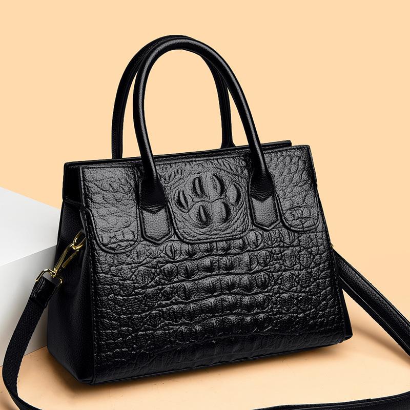 Crocodile Pattern Women's Bag New Korean Style Fashion Large Capacity Handbag Middle-aged Mother Crossbody Bag Tote Bag
