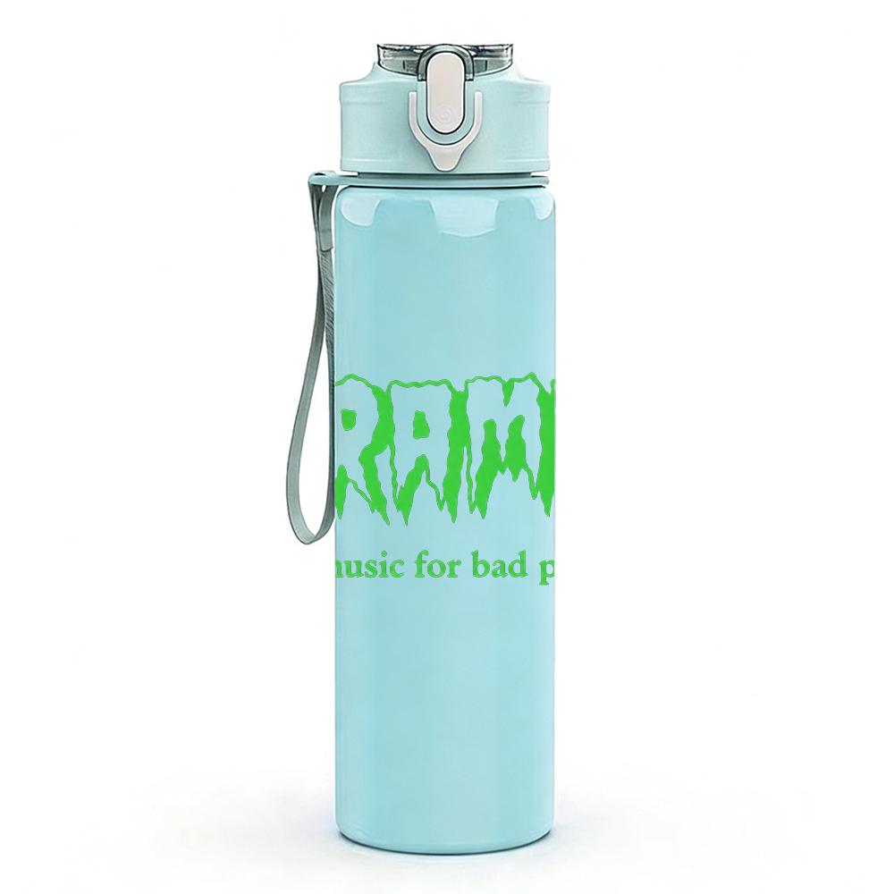 1PC The Cramps Band Green Retro Text Print 750ml Portable Sports Water Bottle Leakproof Gym Outdoor Travel Drink Cup