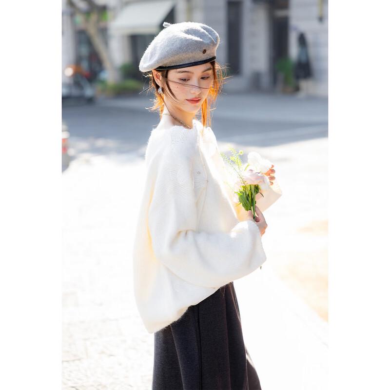 Mokana Women's Plus Size 3D Floral Knitted Long Sleeve Sweater