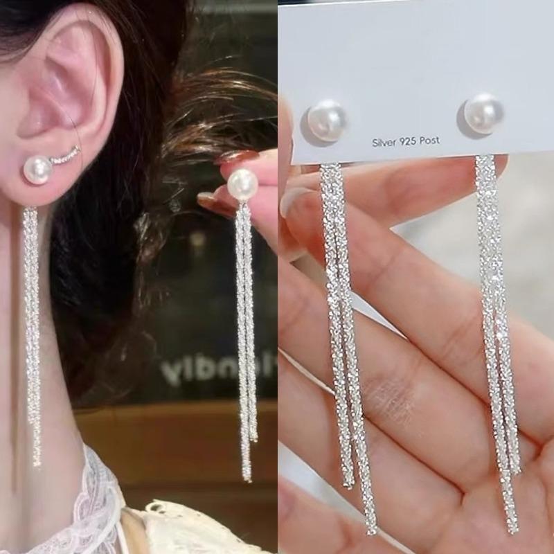 Tassel Ear Wires for Long Round Faces. Luxurious and Niche Design Earrings. High-end and Stylish Earrings.