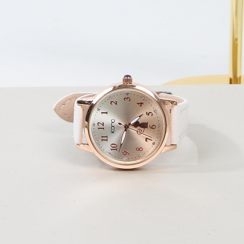 Cute Cat-Print Kids' Watch with Analog Display, Quartz Movement, Perfect for Girls, Children's Day, School Entrance Ceremony, Back-to-School