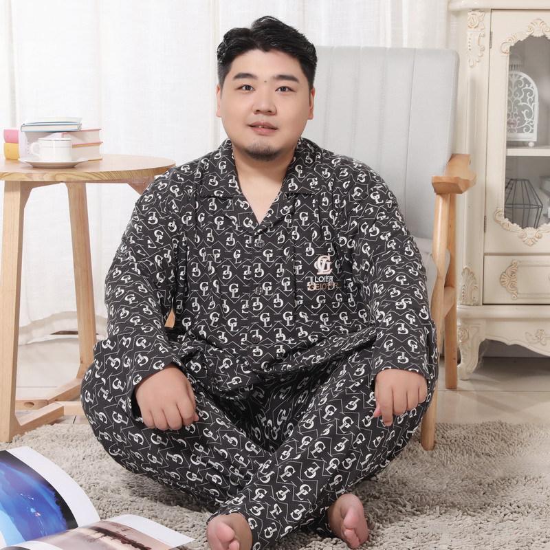 Meijiyunqiu Pánské bavlněné pyžamo s proužky nadměrné velikosti