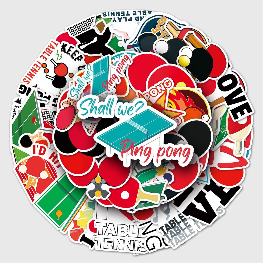 50 Personalizovaných Graffiti Sportovních Nálepek pro Stolní Tenis, Skateboardy, Pouzdra na Telefony a Zavazadla