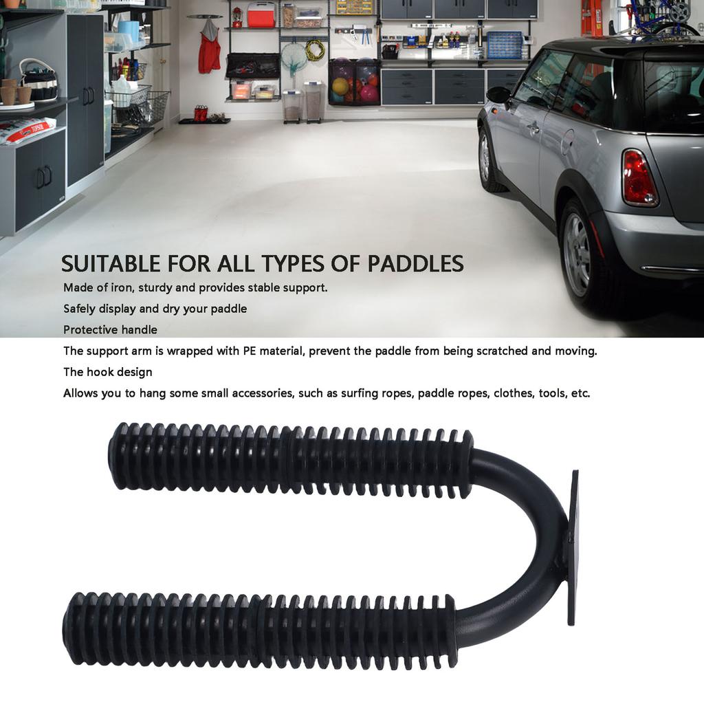 Kayak Paddles Storage Rack Wall Mount Sturdy Metal Oar Holder Hanger for Paddle Board Canoe Dragon Boat Paddles Black