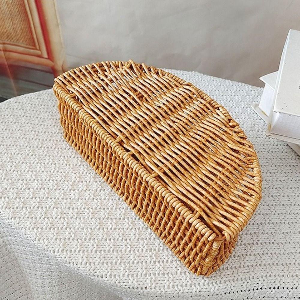 Imitation Rattan Remote Control Storage Box Handwoven Vintage Style Remote Control Holder 4 Grids Synthetic Rattan Organizer