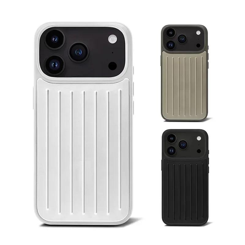 3D Minimalist Rimo-wa Wellenmuster Gepäckstreifen Business Sle Handyhülle für IPhone 17 Pro Max 16 15 14 Pro Max Premium Stoßfeste Hülle