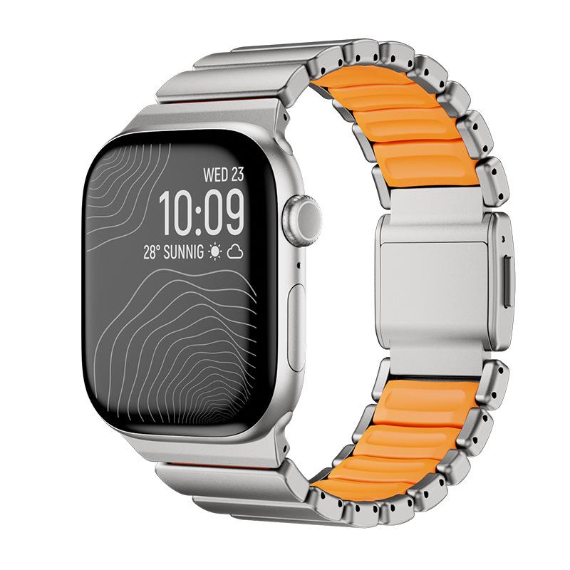 

Titanium Alloy Silicone Watch Strap for Apple Ultra3 Stainless Steel Watch 42/44/45/49/46mm (Stainless Steel)