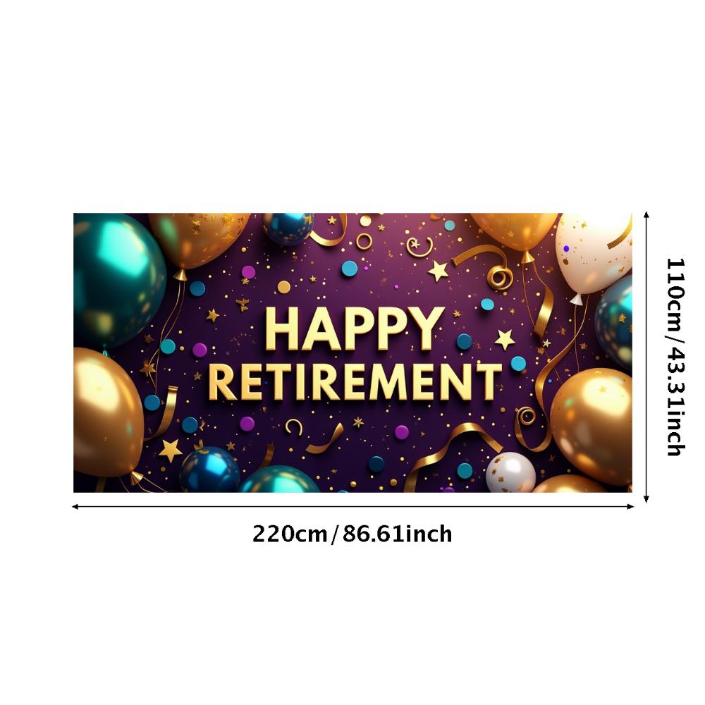Happy Retirement Banner Gold Silver Balloon Retirement Party Decoration Backdrop Celebration Event Background Props Customized