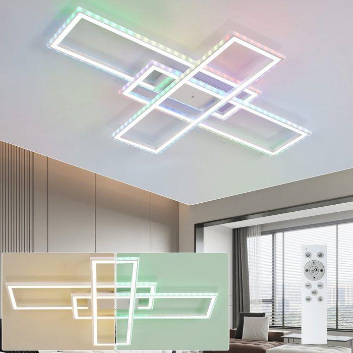 Plafonnier LED - NETTLIFE - 100 cm - Dimmable - Télécommande - Multicolore