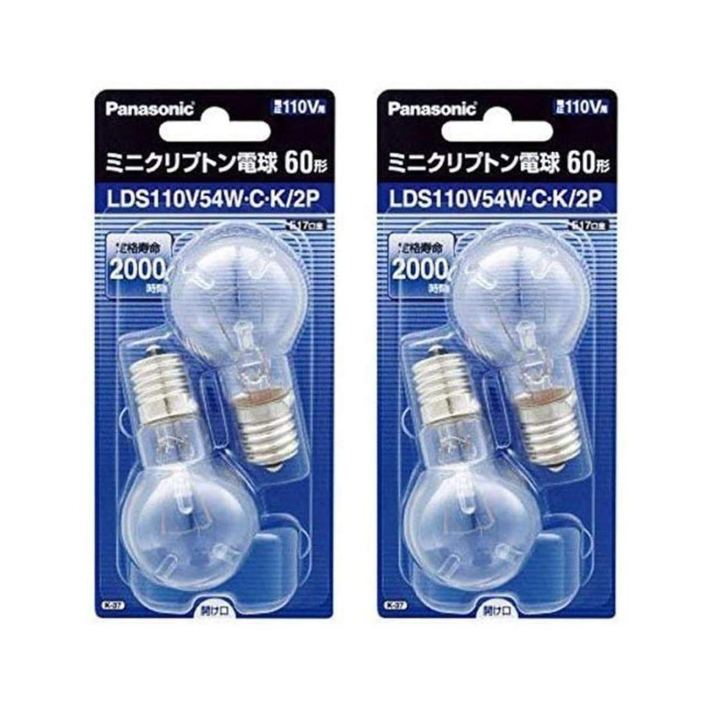 Panasonic Mini Kryptonová žárovka 110V 60W Typ E17 Základna 35mm Průměr čirá 2 kusy LDS110V54WCK2P z (54 W) (Sada 2)