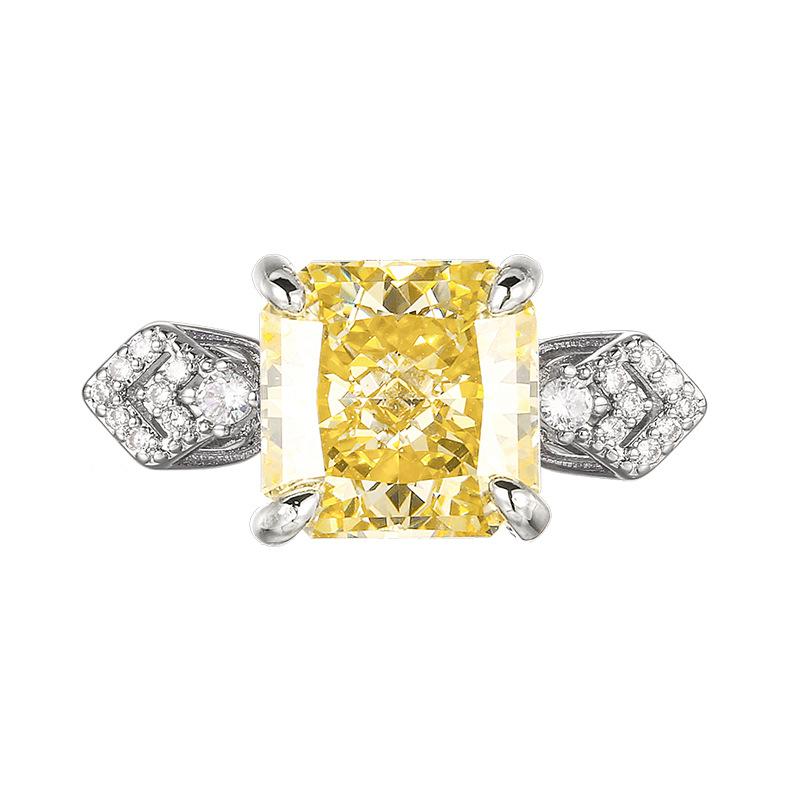 Jewelry Set Square High Carbon Yellow Women's Earrings Rings Necklaces Niche High-end Versatile