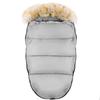 Winter gray fur swaddle sleeping bag for stroller, gondola, sled + cover