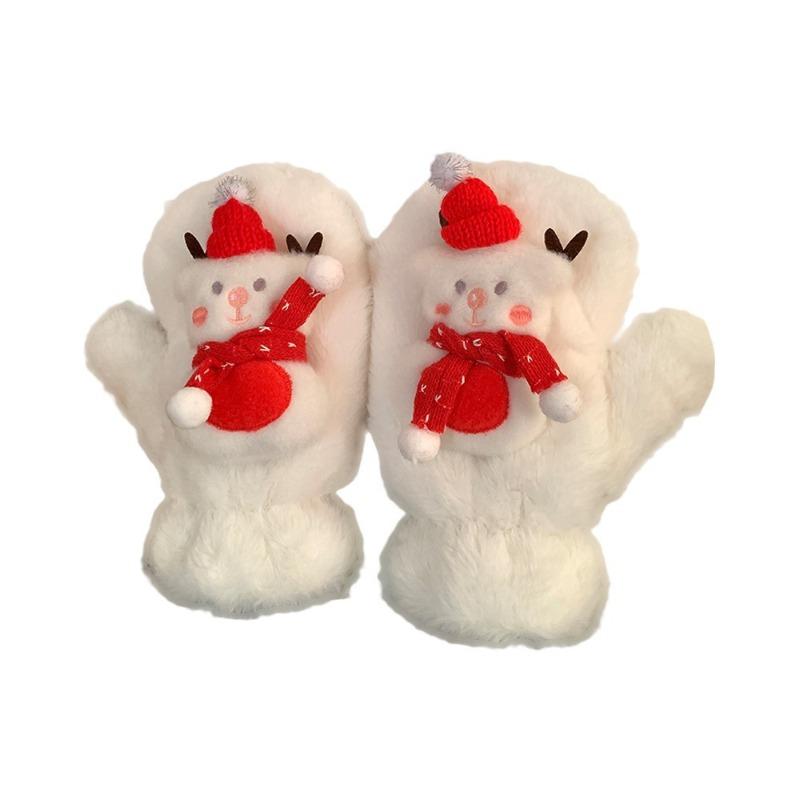 Mignon bonhomme de neige de Noël gants en peluche automne et hiver chauds moelleux froid cou nouvel écharpe