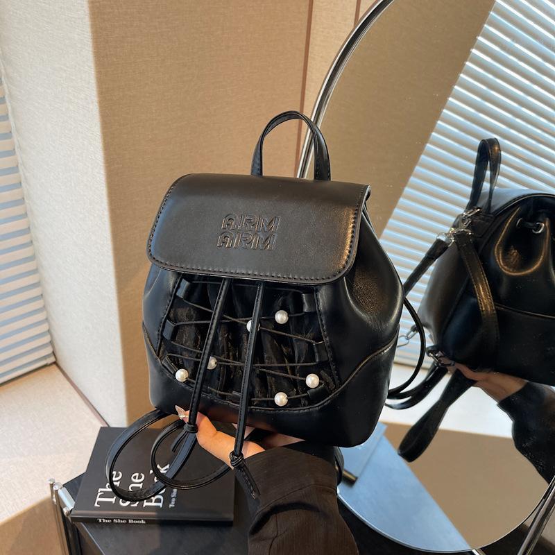 

Нишевый дизайн модный рюкзак новый высококлассный универсальный повседневный рюкзак-ведро легкий маленький рюкзак чёрный