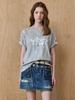 MAXZA Lace Lettering Distressed Short Sleeve T-Shirt