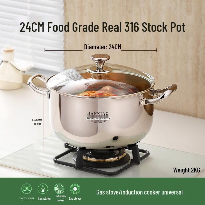 JingZhouYuan 316 Stainless Steel 5-Layer Soup Pot