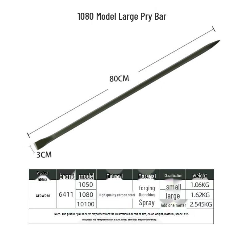 Heavy-Duty Carbon Steel Demolition Crowbar