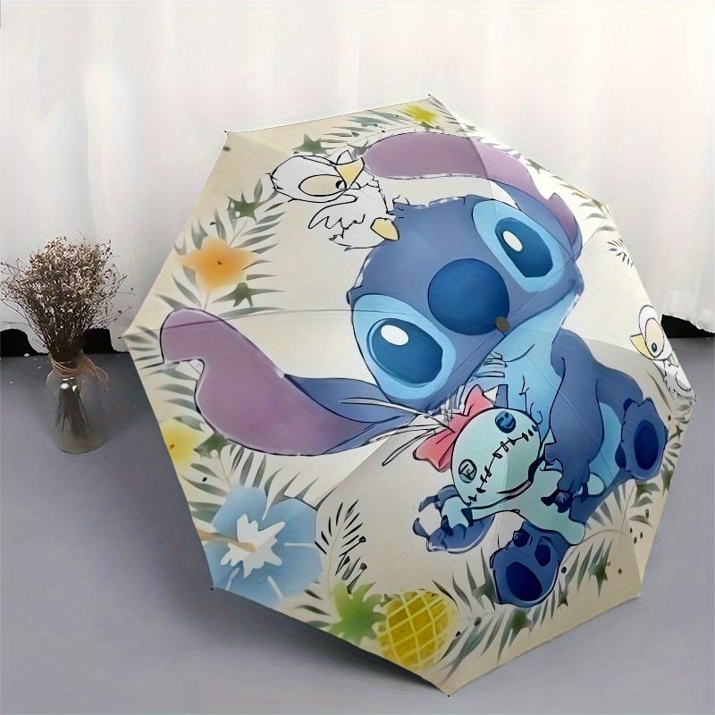 Disney Stitch,Lilo,Friends Manual Opening and Closing Umbrella, 8-Rib Reinforced Folding Design, Lightweight