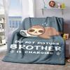 2026 New Arrivals 1pc Cozy Contemporary Sloth Blanket Soft Flannel Throw with Brother Is Charging Print, Digital Polyester, Allseason Bed Sofa Office 