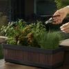 Large Capacity Gardening Pots for Flowers 18 Inch Rectangular Planter Box Imitation Wood Grain Window Box Planter Plastic Vegetables Portable Flower