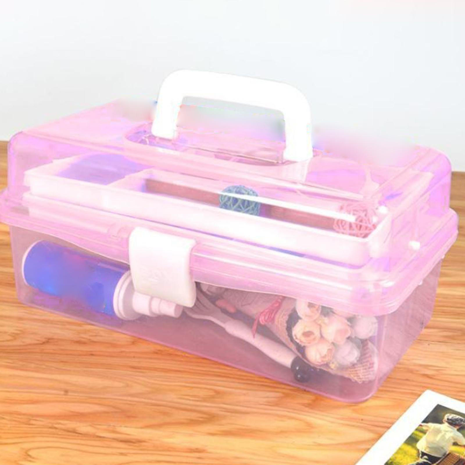 Storage Box Organizer with Tray Folding Tool Sewing Supplies Hobby Portable Handled Multipurpose розовый 1190₽