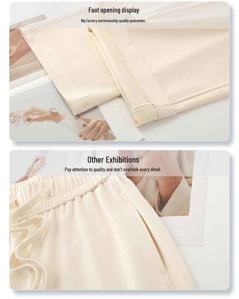 Women's 2025 Dark Brown Floor-Length Wide-Leg Pants - Slimming Loose Fit for Pear-Shaped Body, Ideal for Spring and Autumn