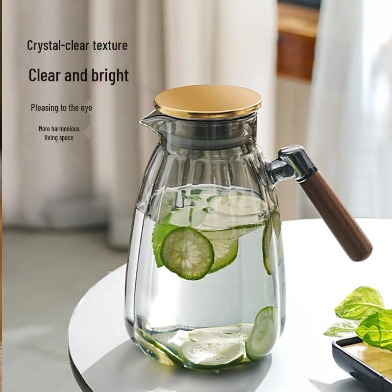 YIHUTEA Heat-Resistant Borosilicate Glass Pitcher with Spout Filter