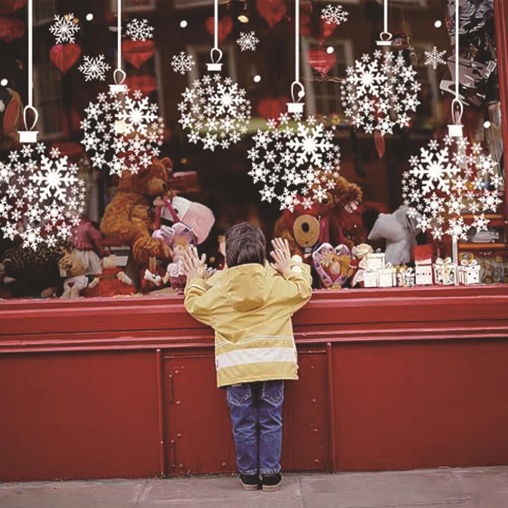 Christmas Snowflake Window Clings Large White Snowflake Window Stickers Winter PVC Decals For Glass Indoor Holiday Decoration