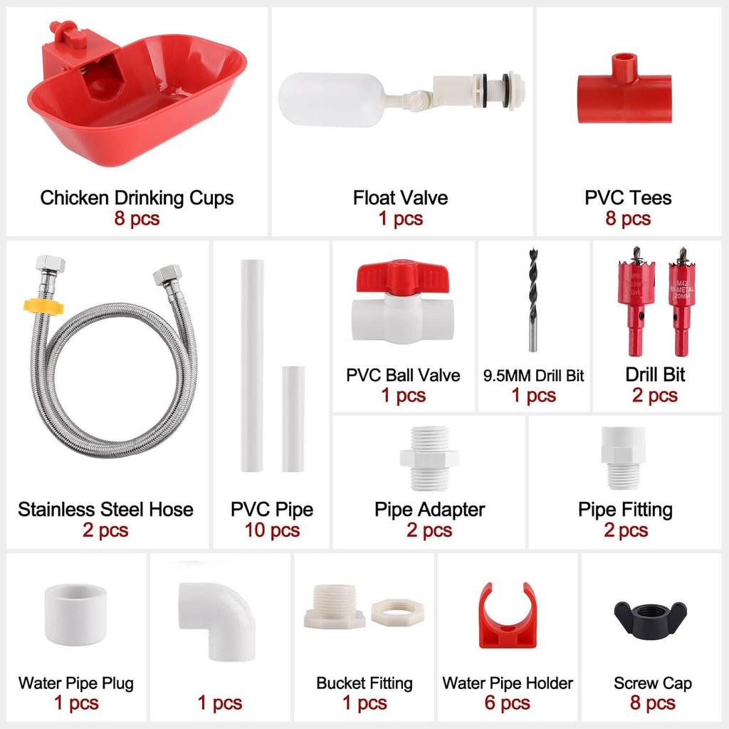 Automatic Poultry Watering System: Full Set of Integrated Chicken Drinking Cups