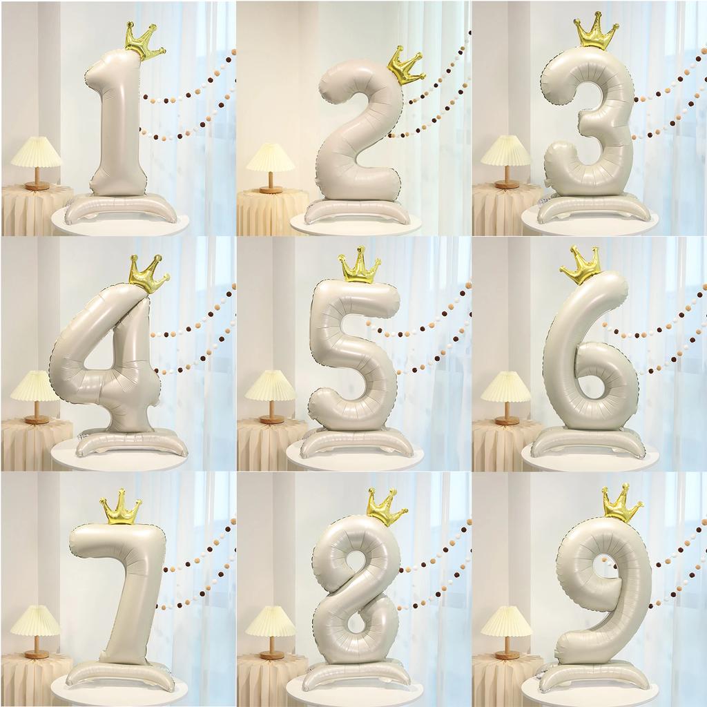 42 inch Crown Decorative Aluminum Foil Milk Digital Balloon Digital Balloon Birthday Party Decoration Supplies Birthday Gift
