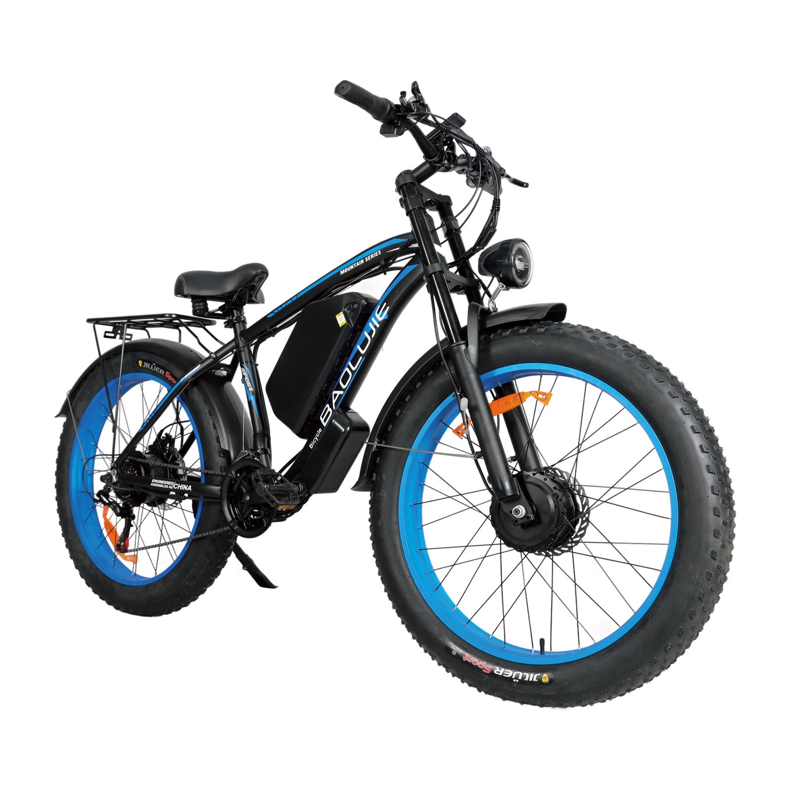BAOLUJIE DP2602 Elektrofahrrad mit zwei Motoren 48V 23Ah Akku blau