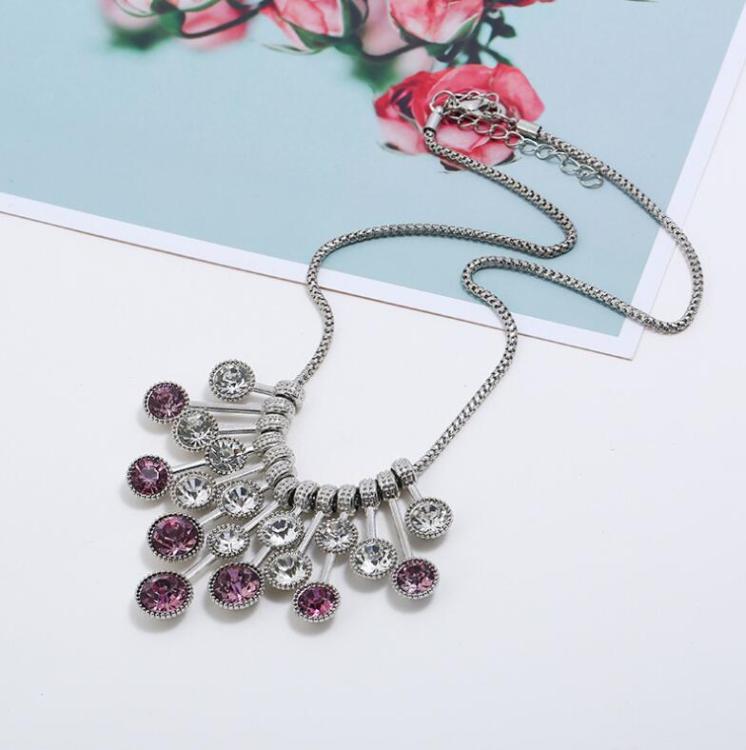 Elegant Black White Multilayer Round Crystal Necklace For Women