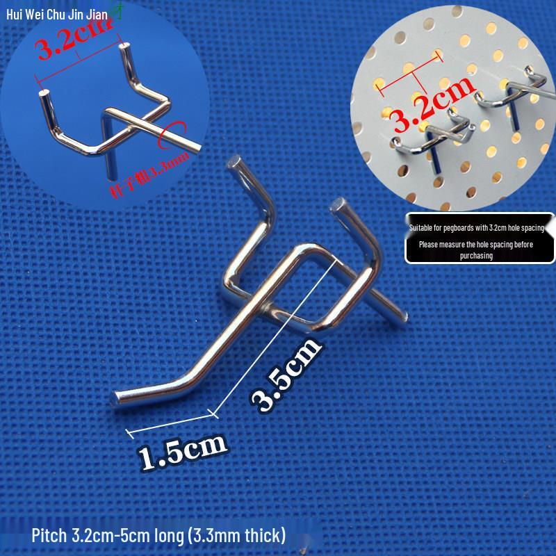 Stainless Steel Color Double Corner Ornament Pegboard Shelf Hook