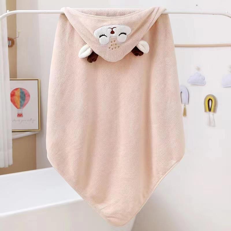 Baby Hooded Cartoon Bath Towel & Coral Fleece Swaddle Blanket