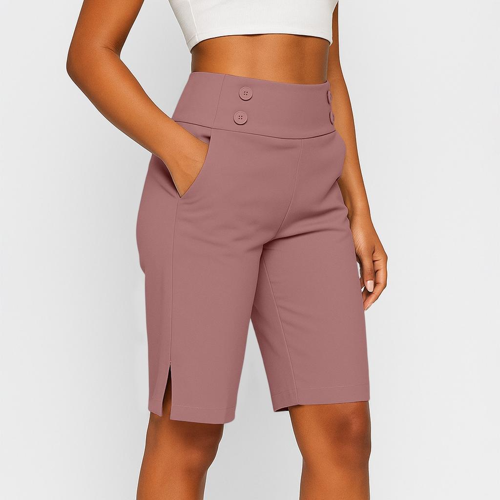 Women's Cropped Pants, Stretch Knee Length Training Yoga Pants, Casual Stretch Waist With Pockets, Jogging Pants
