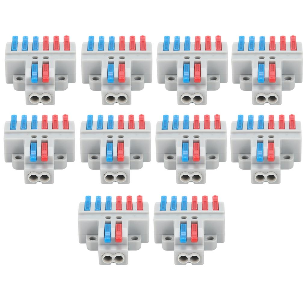 10Pcs Wire Conductor Connector 2in6out with Fixed Hole 4mm Splitter Fast Terminal Block 600V