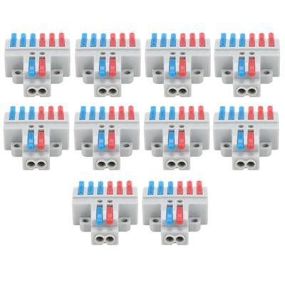 10Pcs Wire Conductor Connector 2in6out with Fixed Hole 4mm Splitter Fast Terminal Block 600V