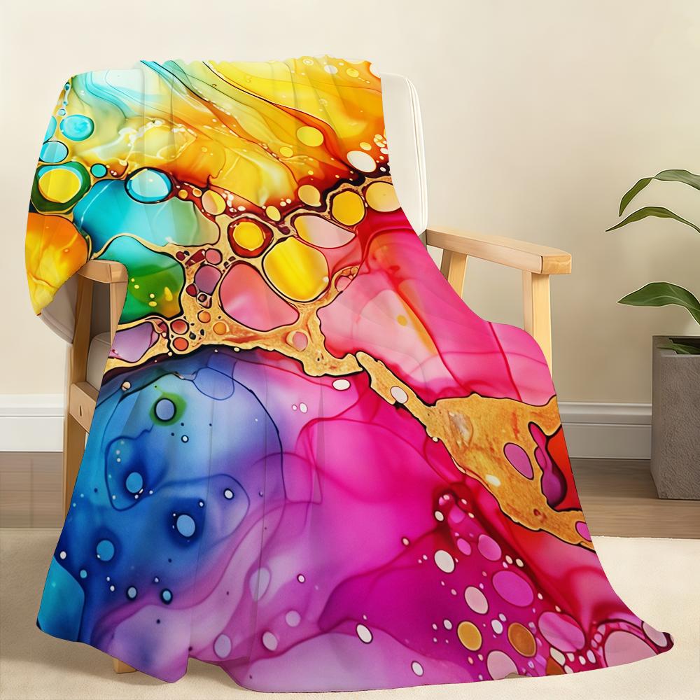 Colorful Ink Wash Blanket Soft Throw Blanket for Home Bedroom Bed Sofa Picnic Travel Office Rest Cover Blanket Gift