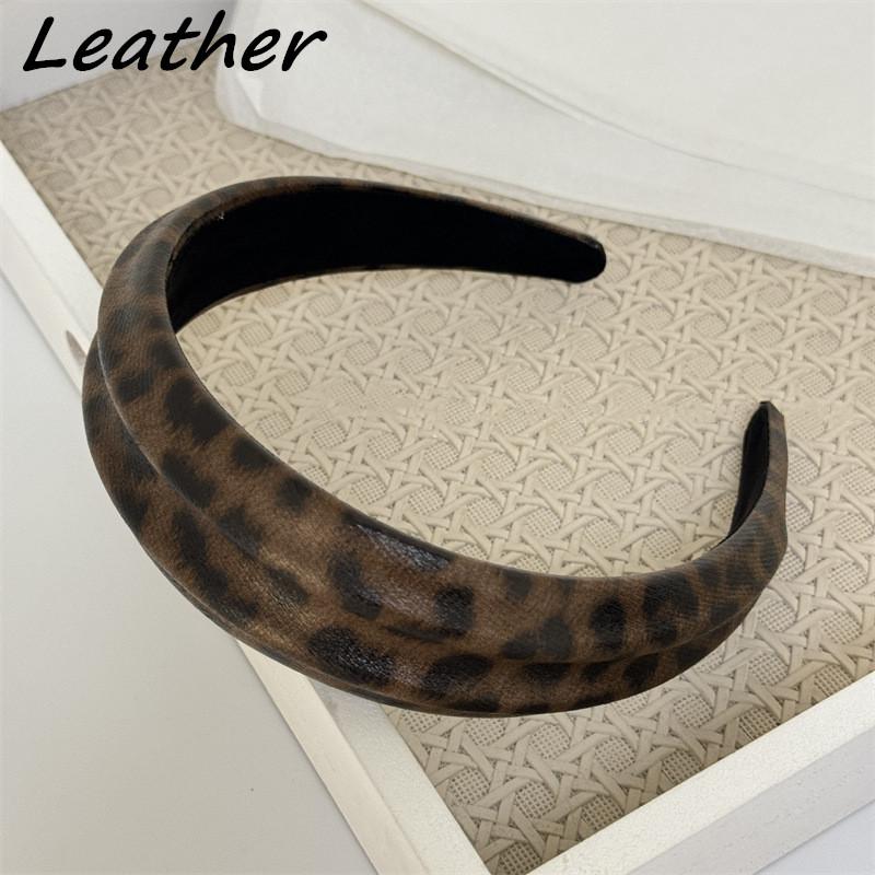 Fascia di velluto con stampa leopardata larga 4 cm con imbottitura in spugna per accessori cerchietti per capelli casual da donna e signora