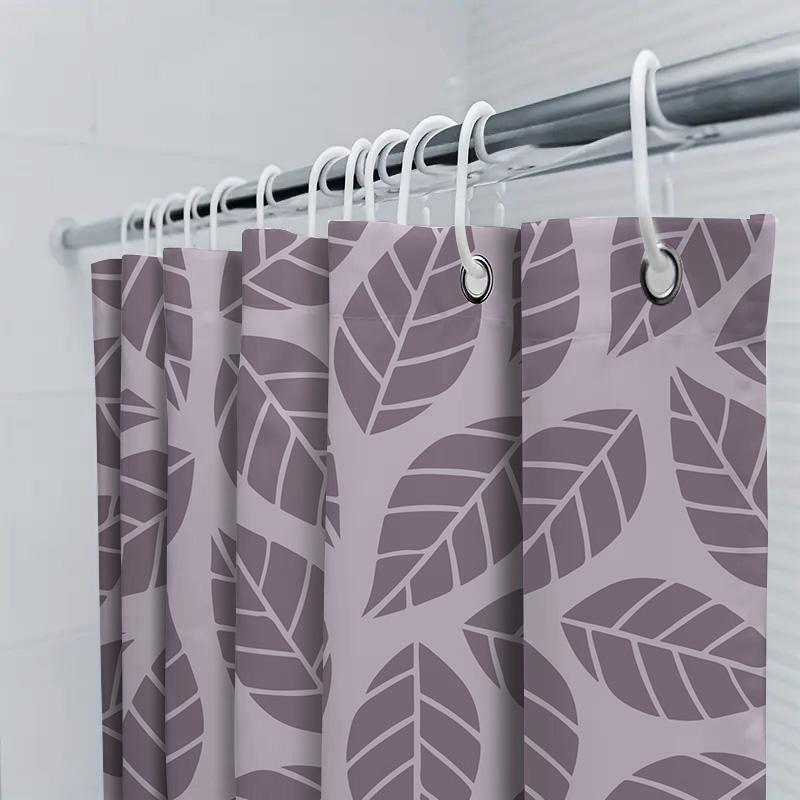 Leaf Pattern Shower Curtain: Lavender Color Waterproof Bathroom Decor Size Customizable For Home Decoration Supplies Accessories