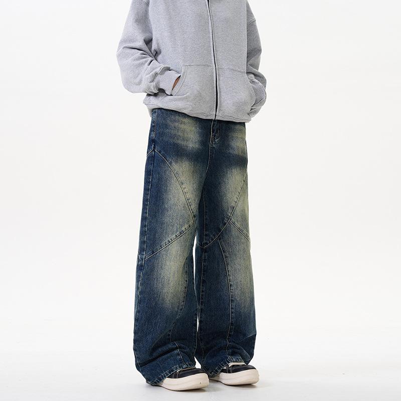 Retro Wash Gradient Jeans Men's Loose Wide-leg Pants