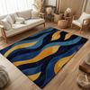 Deep Blue & Yellow Wave Bath Mat – Non-Slip, Quick-Dry Rug for Bathroom, Kitchen & Entryway, Ideal Housewarming Gift