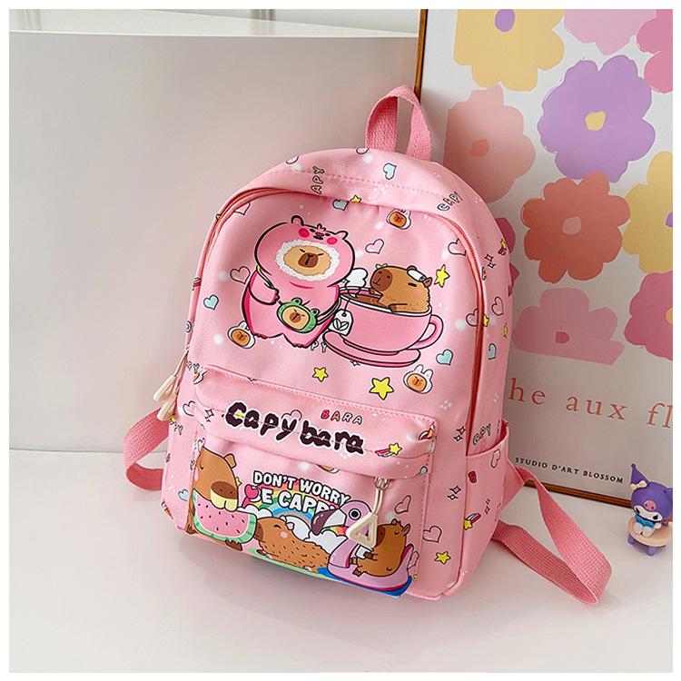 Stylish Capybara Print Backpack for Kids - Elementary & Kindergarten Use