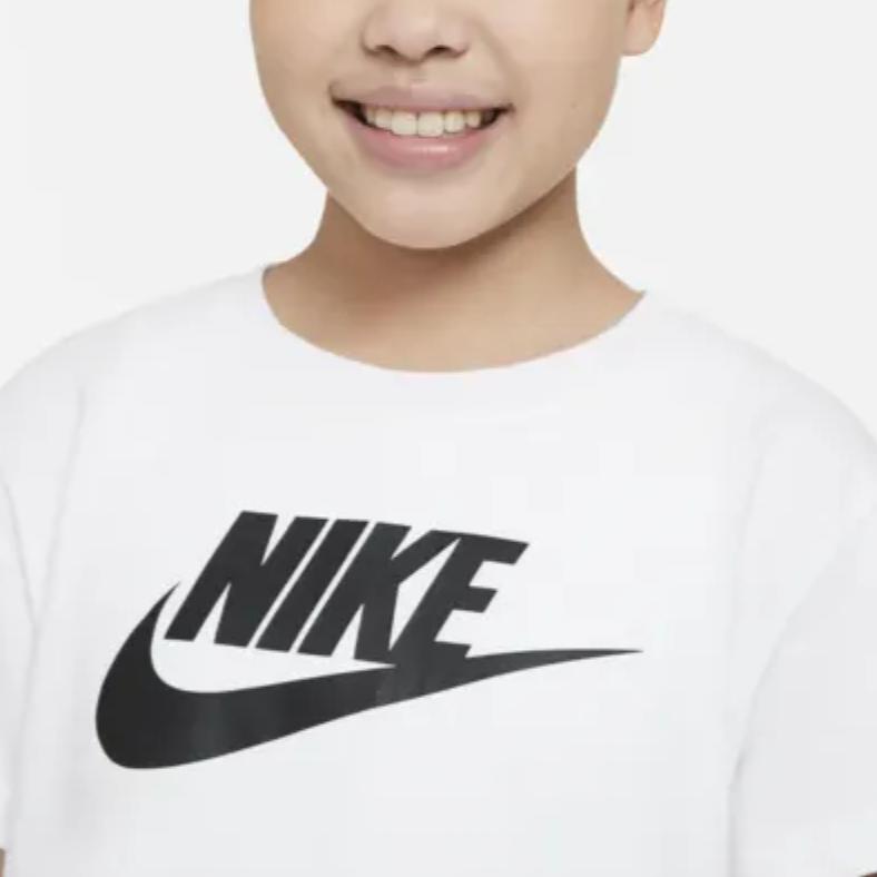Nike Kids Round Neck Logo Print Short Sleeve T-Shirt Kids Tops White AR5088-112