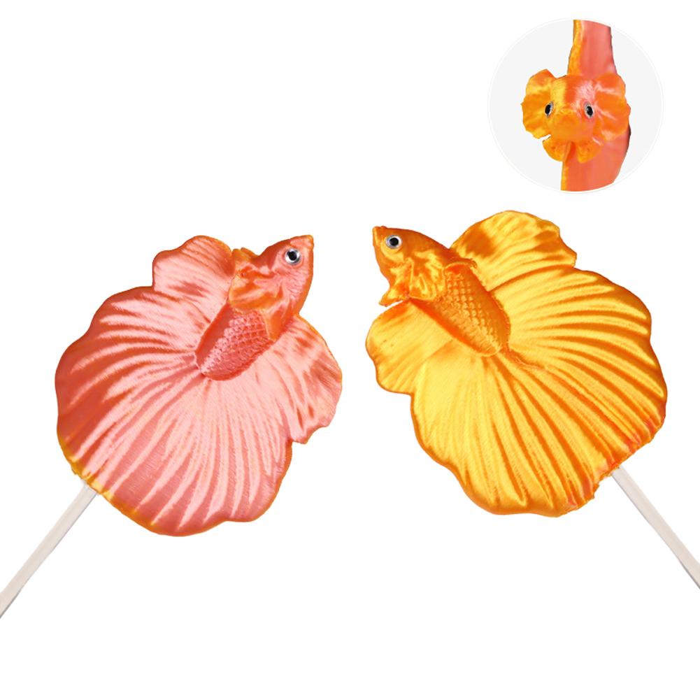 1Pc Long Pole Teasing Fish Stick Colorful Fish Shaped Betta Training Wand Resin Simulation Betta Stick Fish Tanks Accessories