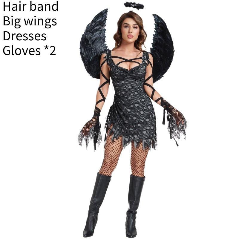 

Halloween Female Black Angel Dress Cosplay Costume Stage Clothes Performance S