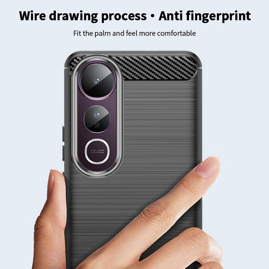 For Vivo V50 Lite 5G Back Cover MOFI Brushed Texture Carbon Fiber Soft TPU Case