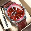Luxury Trendy Man Wristwatch Square Dial Waterproof Luminous Date Week Men Watch Simple Business Quartz Leather Men's Watches Reloj